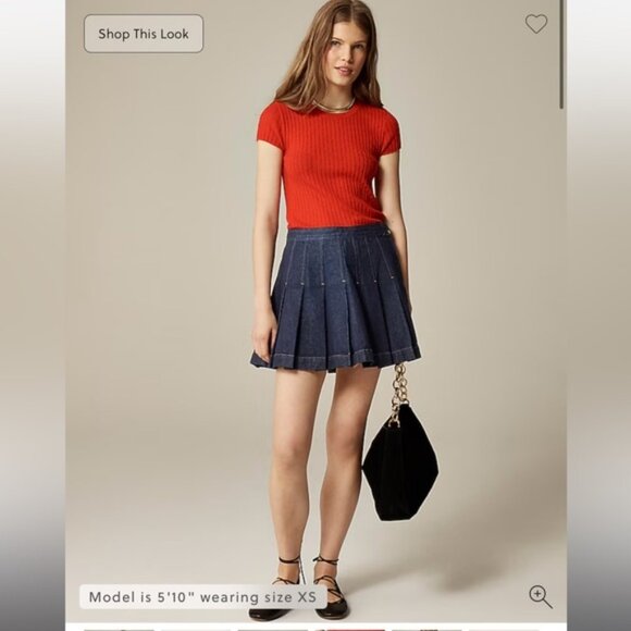 J.Crew Pleated denim mini skirt Rinse Wash - Picture 1 of 7